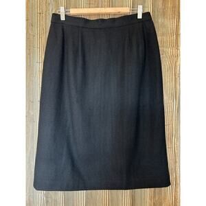 VTG Sag Harbor‎ Wool Pencil Skirt Sz 16 Preppy Academic Black Career Minimalist